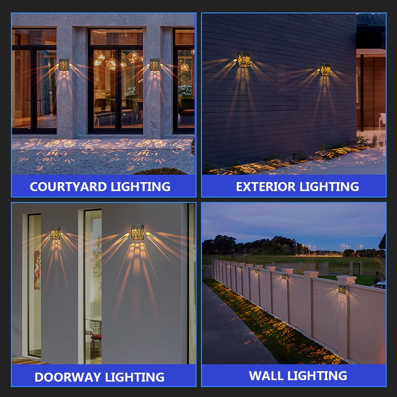 

Minimalist Style Waterproof New Solar Wall Lamp Courtyard Home Outdoor Garden Fence Fence Solar Wall Projection Lamp