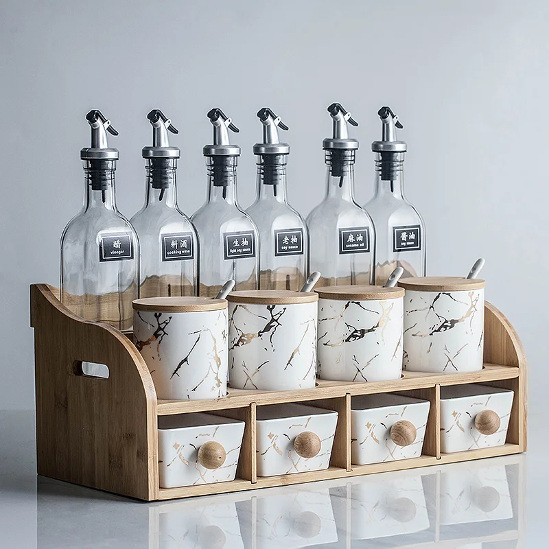 

Sauce Spice Jars Set Oil Bottle Design Salt and Pepper Shakers Spice Organizer Ceramic Pulverizador Aceite Kitchen Accessories