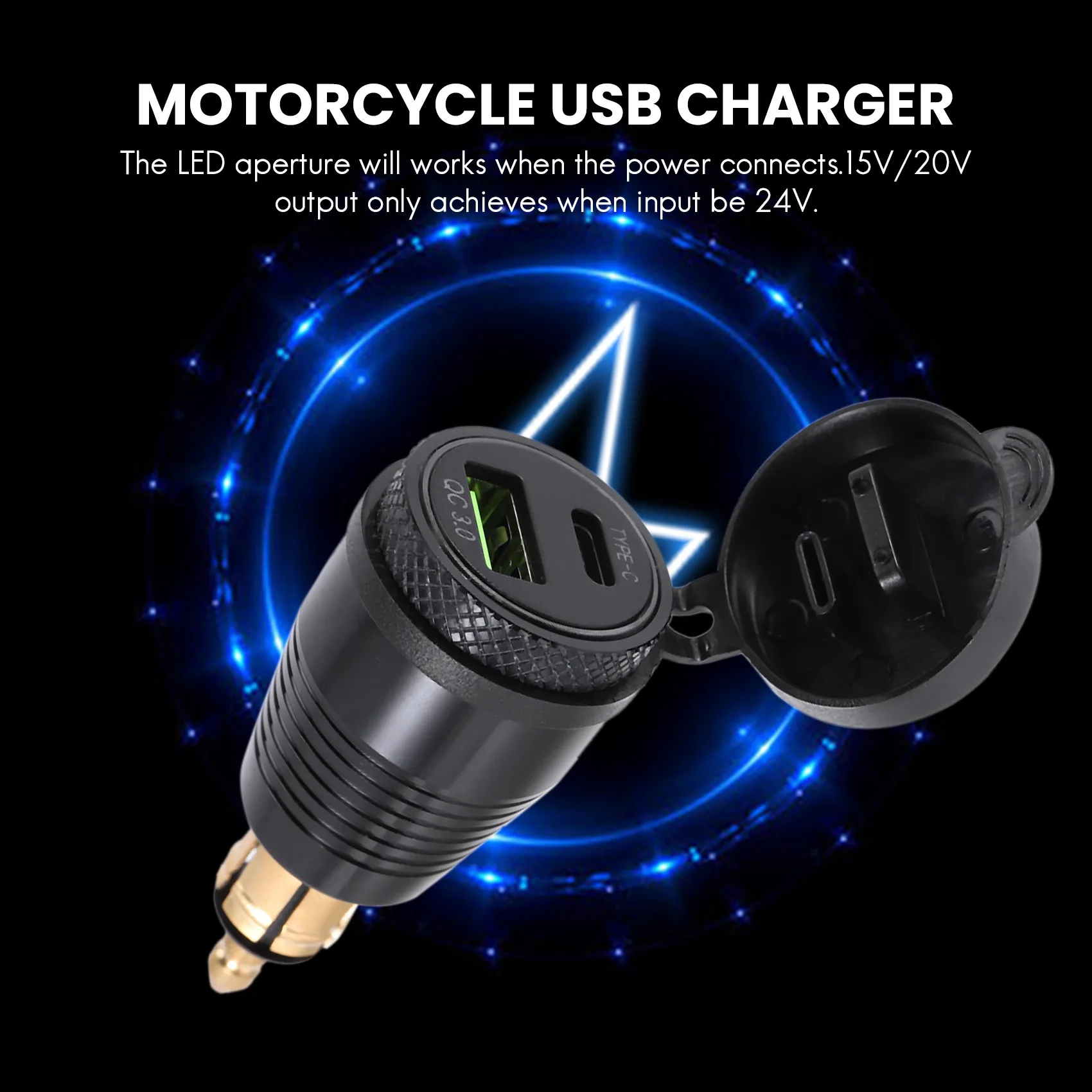Водонепроницаемое зарядное устройство с разъемом DIN для мотоцикла USB-зарядное QC3.0