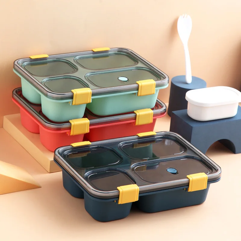 

Single-layer Compartment Lunch Box Adult Portable Microwaveable Four-grid Student With Meal Sealed Lunch Box