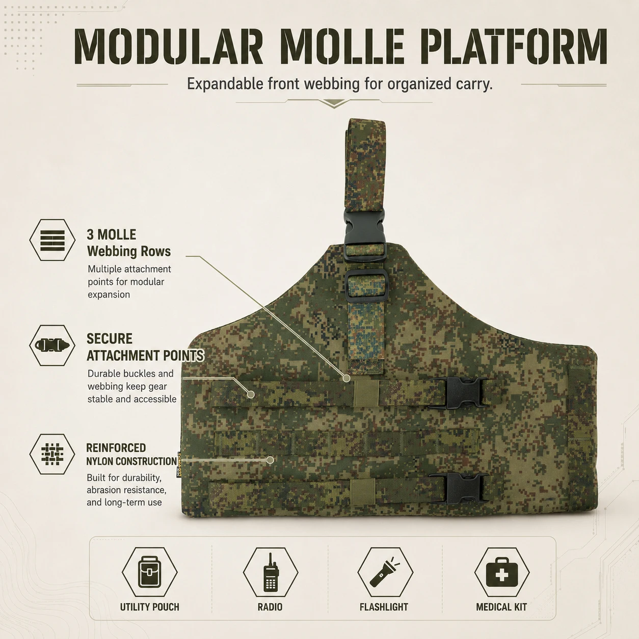 Фото Тактическая панель для ноги с камуфляжем EMR, модульная платформа MOLLE для крепления на бедро, расширительная платформа для страйкбола, охоты, военного снаряжения, с ремнем для ноги №2