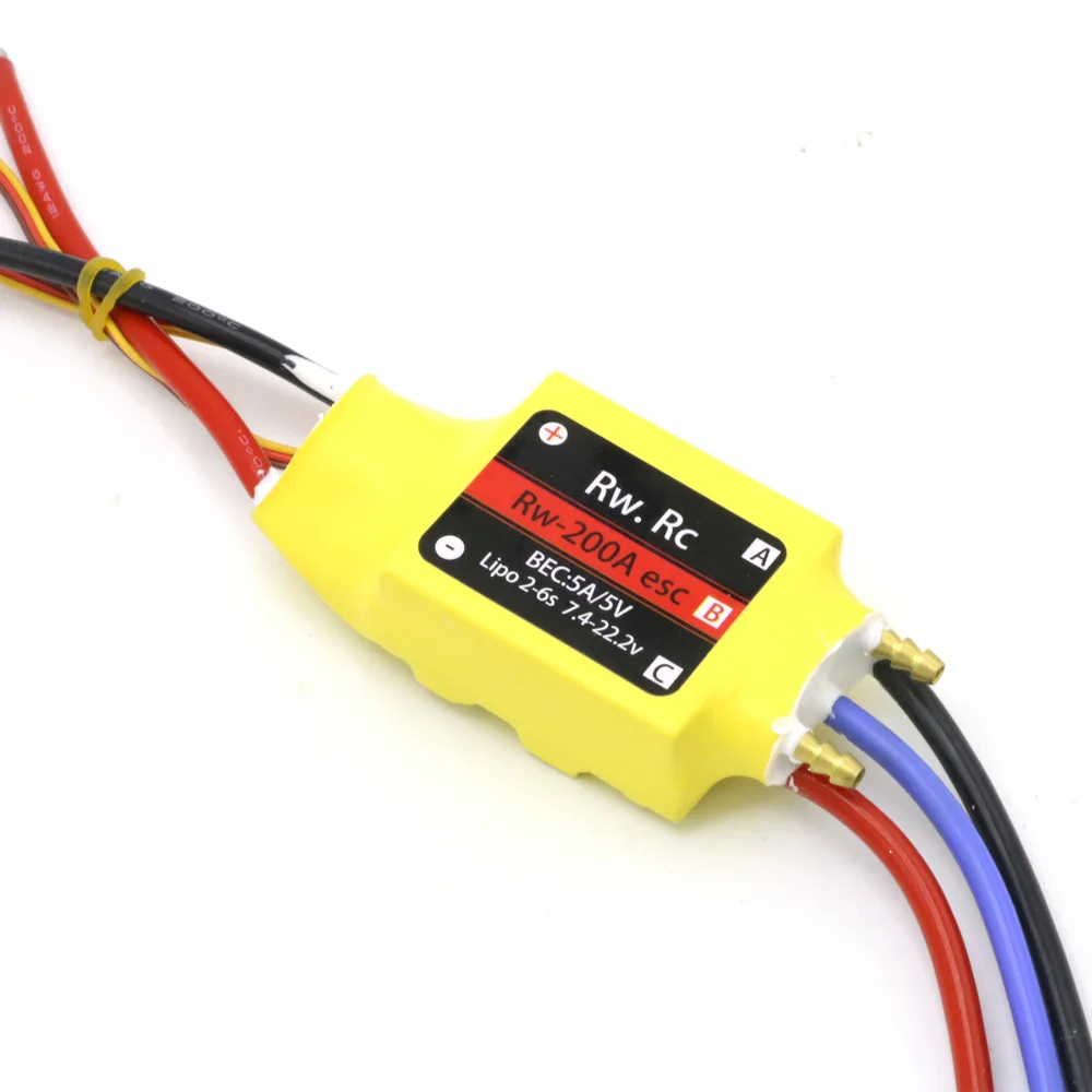 

200A ESC Bidirectional Uds 2-6S 5V/5A UBEC Controlador de velocidad sin escobillas ESC para RC barco UBEC 200A/S