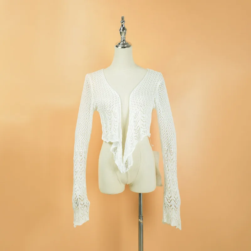 Новинка 2022 Модная вязаная крючком накидка на бикини летний однотонный купальник