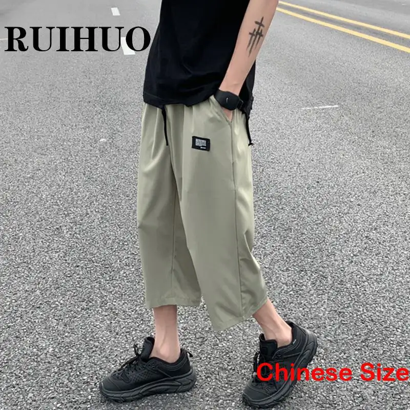 

RUIHUO Ice Silk Men's Pants for Man Harajuku Mens Clothing Work Wear Korean Style Clothes Sweatpants Hip Hop 4XL 2023 Spring