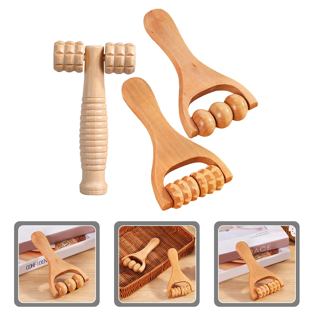 

3pcs Handheld Massage Roller Wood Massage Tools Body Wooden Roller Massager