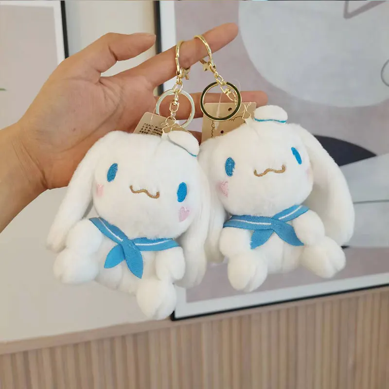 

12CM Cartoon 산리오 Plush Keychain Kawaii Navy Cinnamoroll Llaveros Peluche 장난감 Anime Ornaments All-Match Pendant Sanrio Accessorie