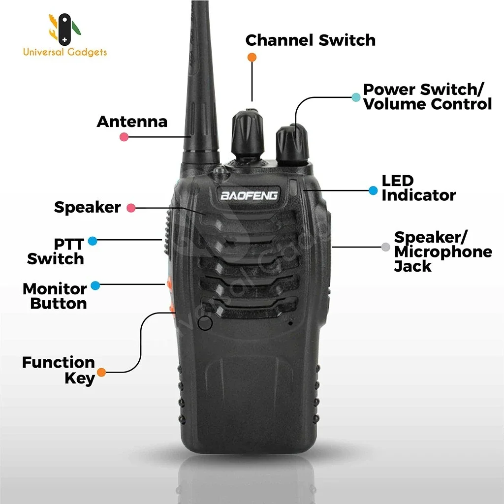 2pcs/lot BF-888S baofeng walkie talkie 888s UHF 400-470MHz 16Channel Portable two way radio with earpiece bf888s transceiver