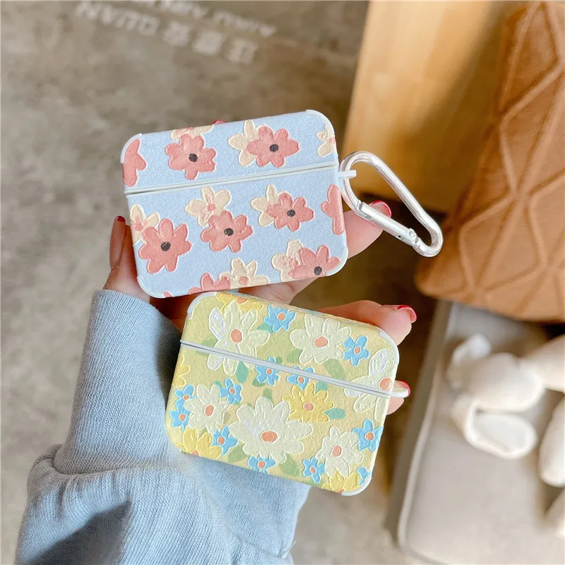 

Creative Oil Painting Flower AirPods Pro Case Suitable for 2/3 generation Apple Bluetooth earphones Soft shell silicone cushion