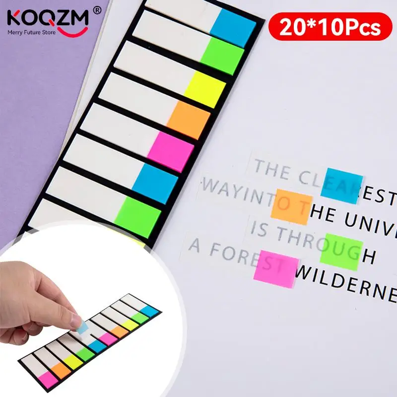 

200 Sheets Page Index Tabs Label Memo Pad Self Adhesive Memo Pad Sticky Notes Bookmark Marker Student Stationery Office Supplies