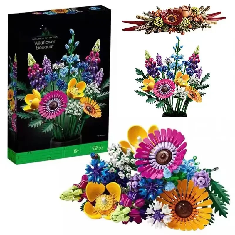 

2023 Building Block Flowers and Lavender 10313 Wildflower Bouquet Valentines Day Unique Home Décor, Botanical Collection 939