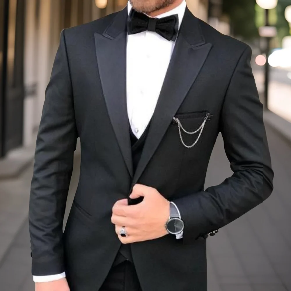 Деловые деловые мужские костюмы Slim Fit с пиковыми лацканами Свадебные смокинги