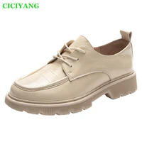 ciciyang women shoes patent leather new spring british style white womens loafers round toe casual platform lace up shoes women