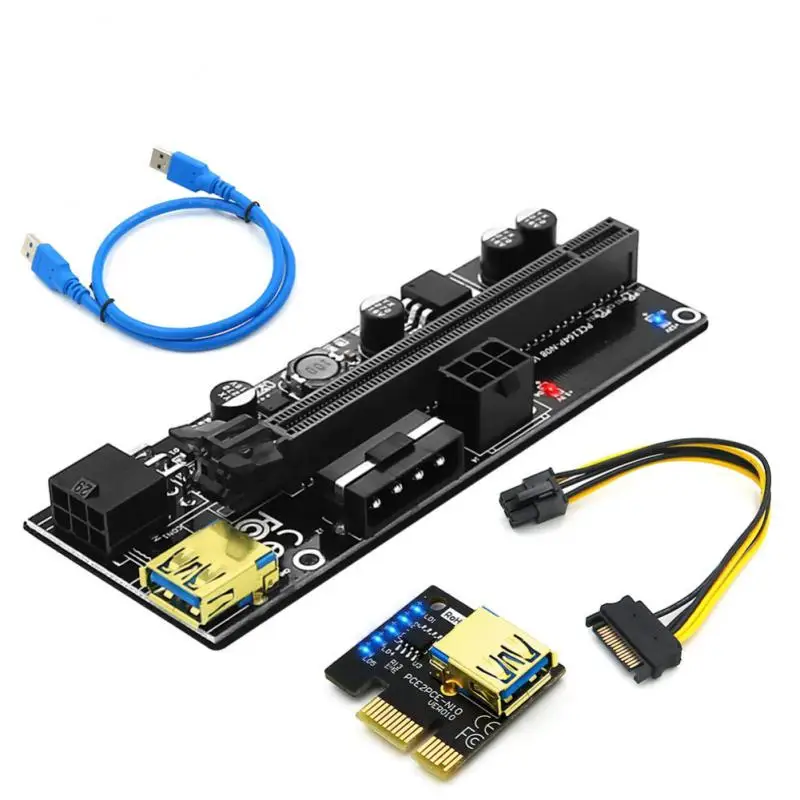 

1-5 шт. Новый PCIE Riser 009S светодиодный PCI Express 1X до 16X расширитель адаптер USB 3,0 переходник для видеокарты графического процессора для майнинга бит...