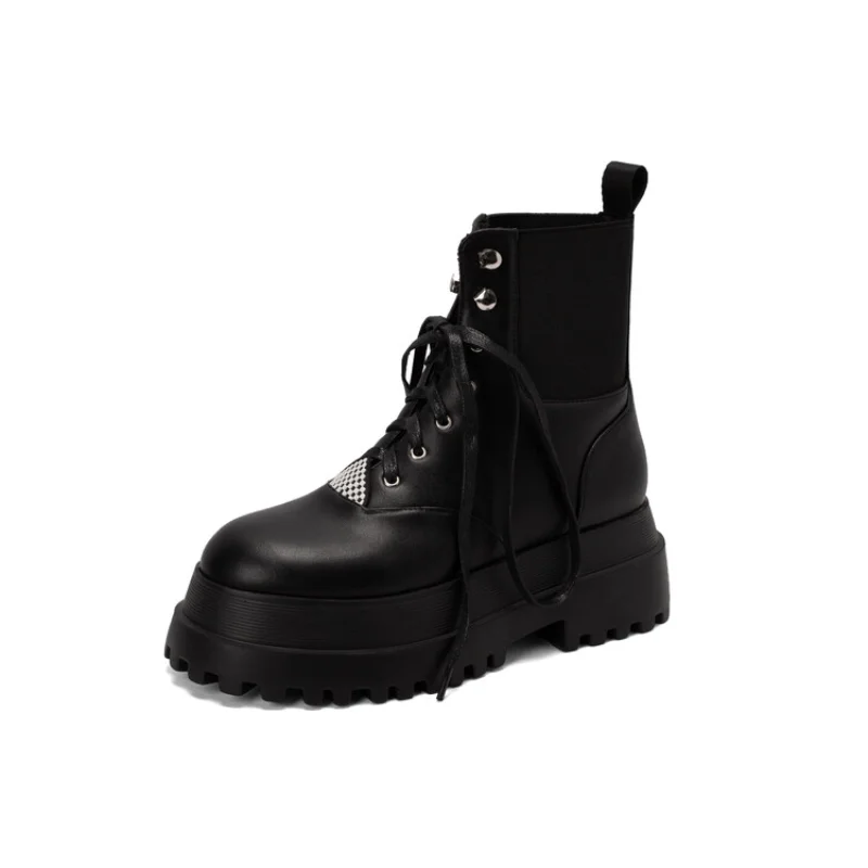 

Женские туфли на платформе со шнуровкой, блестящая ткань на плоской подошве со шнуровкой, с круглым носком, в промышленном стиле, увеличиваю...