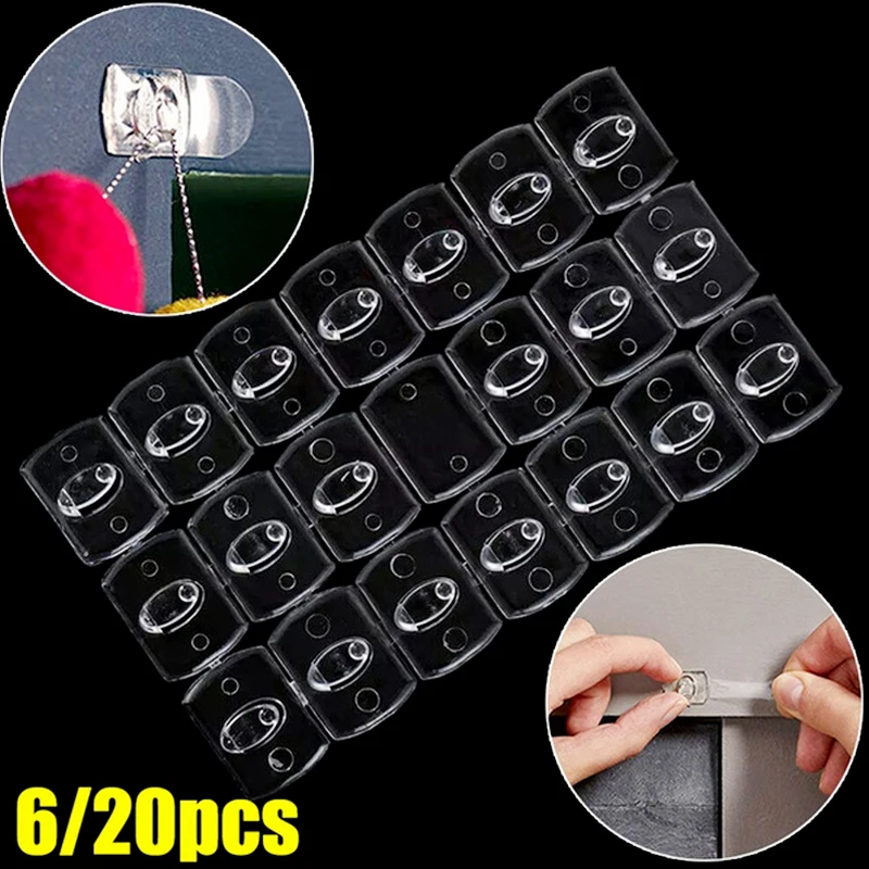 

6/20pcs Transparent Wall Hooks Waterproof Strong Adhesive Hooks Rack For Home Kitchen Bathroom Hanger Hook Organizer Key Holder