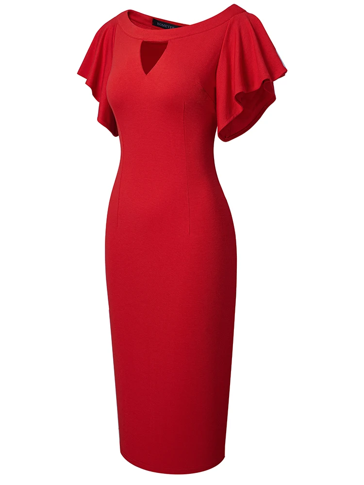 Женское облегающее платье Nice-forever однотонное элегантное с вырезами коктейльное