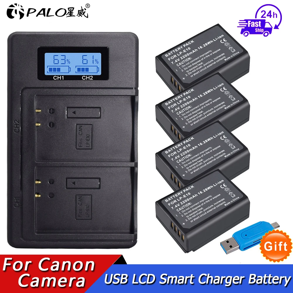 

PALO LP-E10 LP E10 LPE10 Camera Battery Batteries for Canon EOS 1100D 1200D 1300D Rebel T3 T5 T6 KISS X50 X70 2000D 4000D