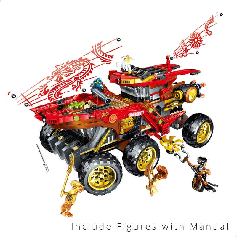 

In Stock 61029 858pcs Land Bounty Truck Model Building Blocks with Figures Compatible 70677 Bricks DIY Toys for Children