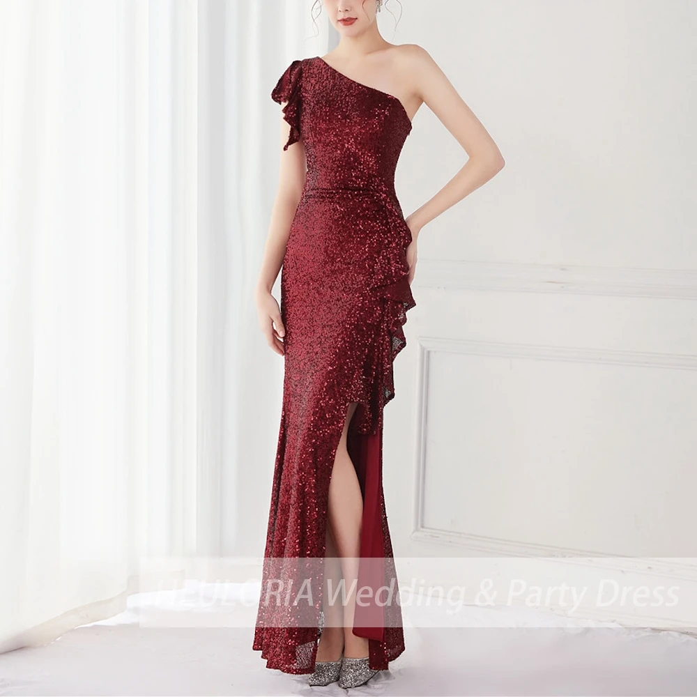 

Женское вечернее платье на одно плечо, зеленое платье с блестками