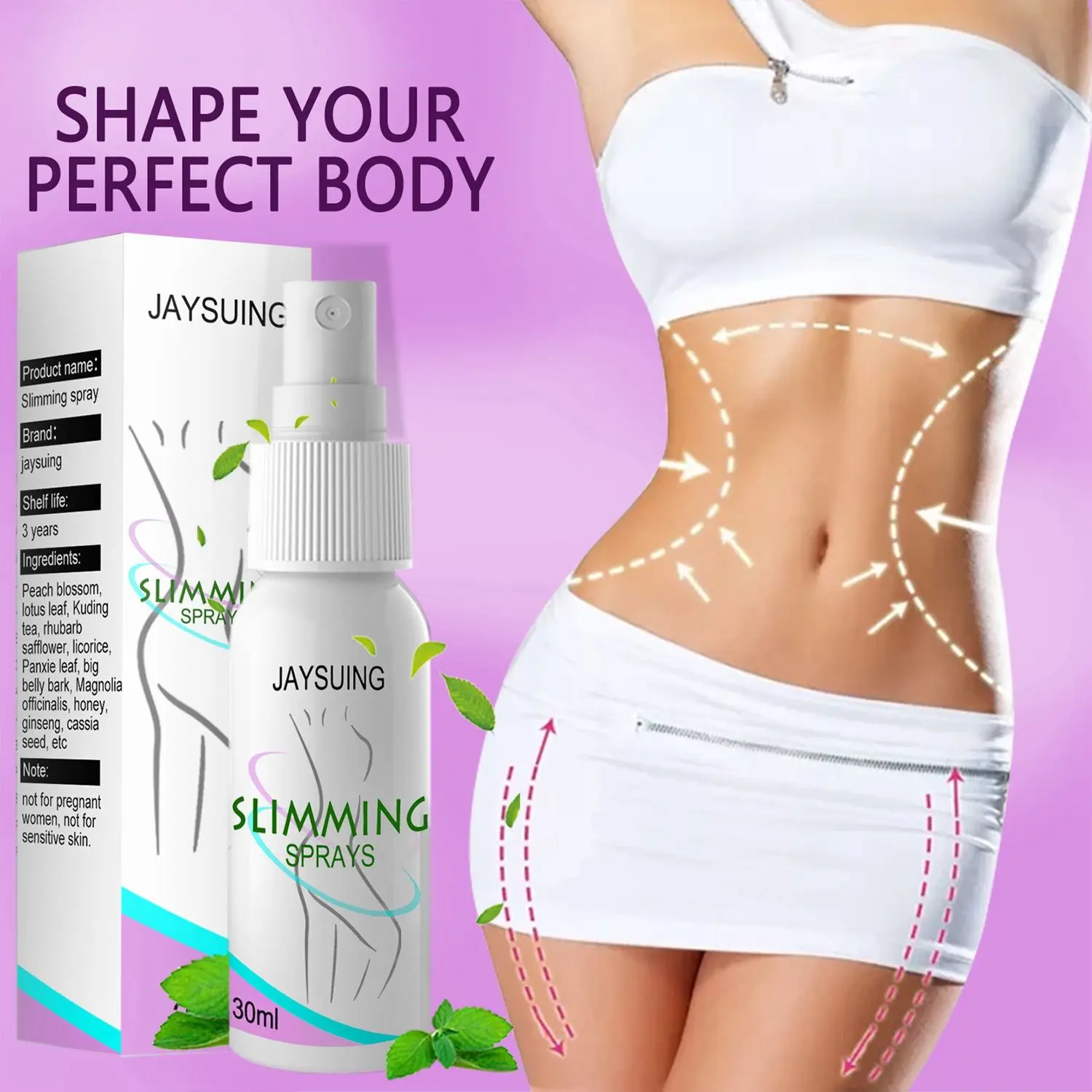 

Hot Sale Belly Waist Thighs 30ML Body Slimming Fat Burners Skin Tightening Firming Cellulite Melting Spray