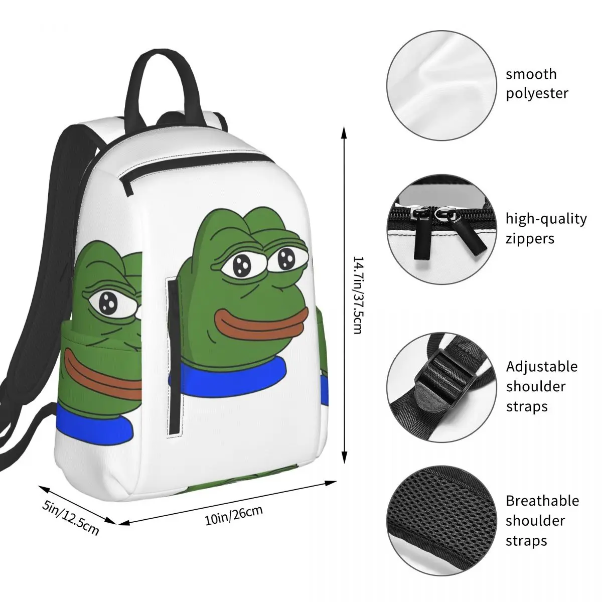 Фото Рюкзак Pepe The Frog Peepo Emote для школьников, школьная сумка, походный рюкзак для путешествий, сумка для книг для мальчиков и девочек, сумки на плечо №5
