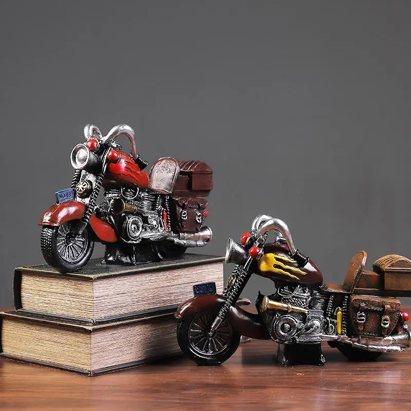 

Resin Collectible Motorcycle Figurines for Home Decor Retro Motorbike Statue Accessories for Room Decoration Fathers Day Gifts