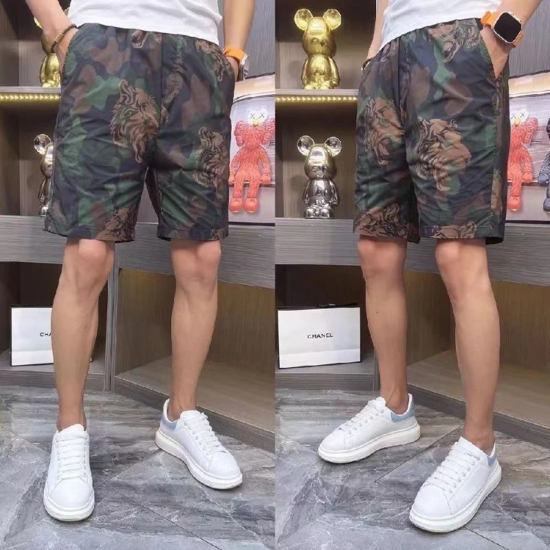 Мужские свободные шорты с принтом тигра повседневные тонкие камуфляжные