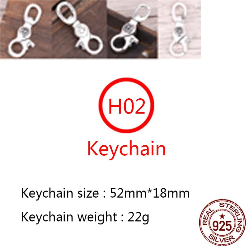 

H02 s925 sterling silver key chain jewelry personality hip hop cross shape bag buckle retro car pendant 2020 new hot