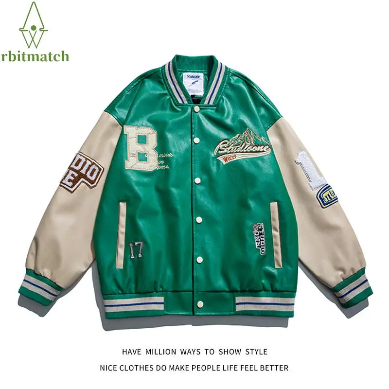 

Куртка-бомбер Мужская/женская из ПУ кожи, в стиле хип-хоп