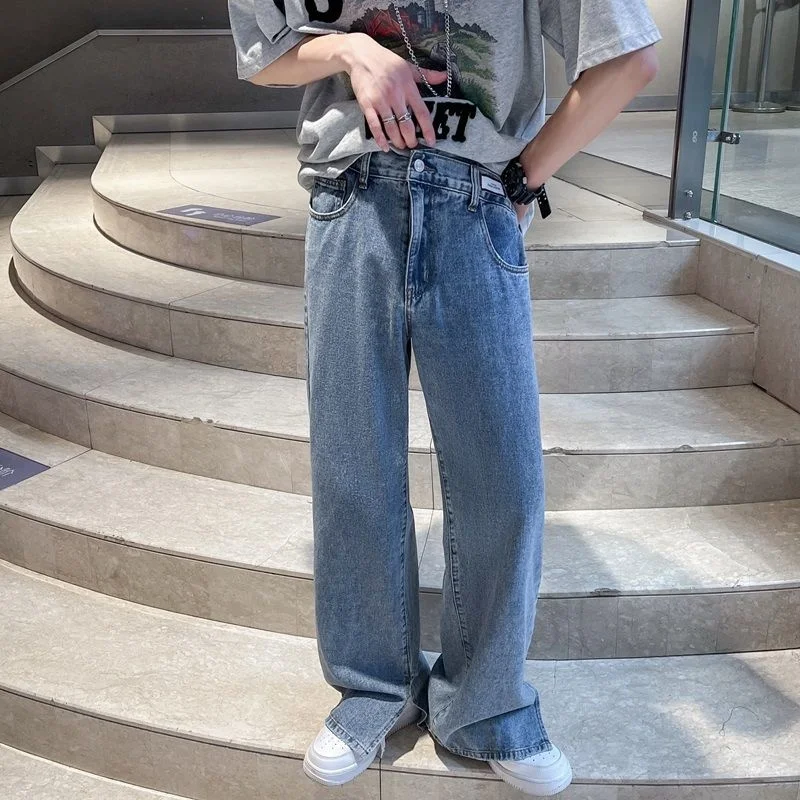 Blue/Grey Baggy Jeans Men Fashion Casual Straight Jeans Men Streetwear Hip Hop Loose Wide Leg Denim Pants Mens Trousers S-3XL