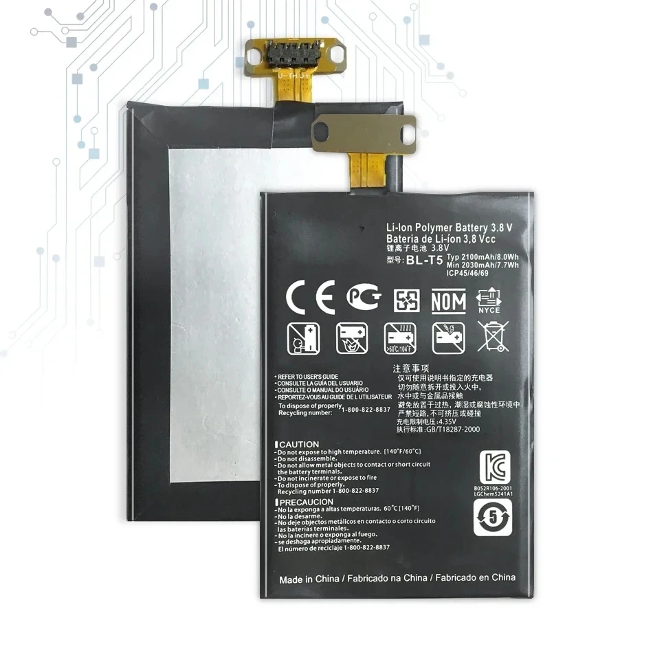 BL-T5 BLT5 перезаряжаемая литий-ионная батарея 3 8 V 2100mAh BL T5 для LG E971 E973 E975 Nexus 4 E960