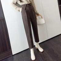 trousers women y2k pants women winter slim fitting thickened tweed casual suit pants women black high waisted pants 121f
