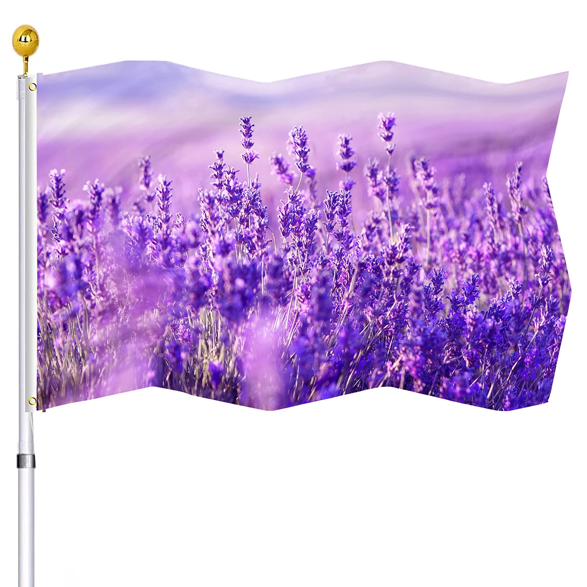 

Spring Summer Lavender Purple Floral Flowers Flag Banners with Brass Grommets Double Stitched Decorative Flags for Home Outdoor