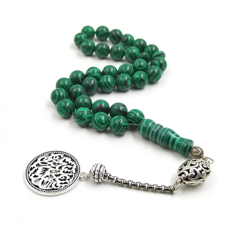Зеленый Малахит Tasbih с подвеской Arwen мусульманские браслеты исламские