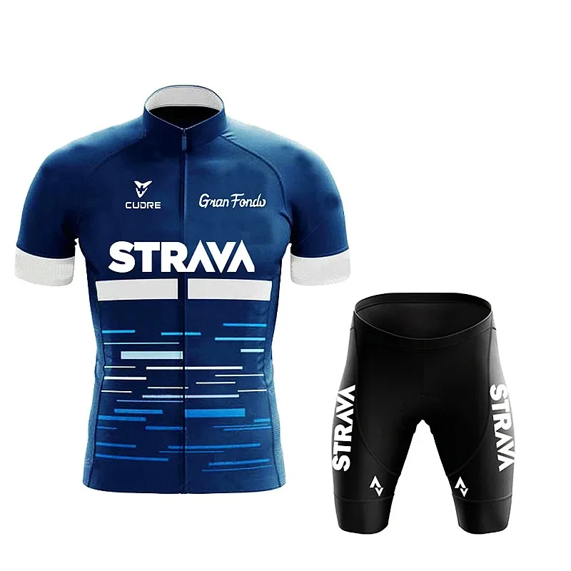 STRAVA Men's Cycling Clothing Summer Set Mountain Bike Comfort Jersey Equipment Sweat-Wicking and Quick-Drying
