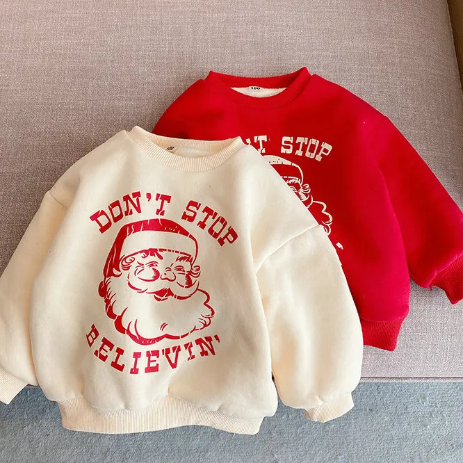 

2022 Christmas Children Sweater Winter Warm Tops for Kids Fleece Girls Sweatshirts Boys Hoodies Baby Pullover Outerwear Clothes