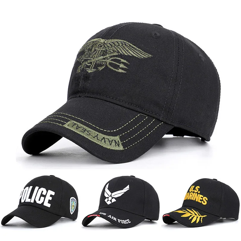 

Кепка мужская с вышивкой, бейсболка в стиле милитари, военно-морских сил США, полицейский стиль, летняя уличная одежда в стиле хип-хоп, CZX32
