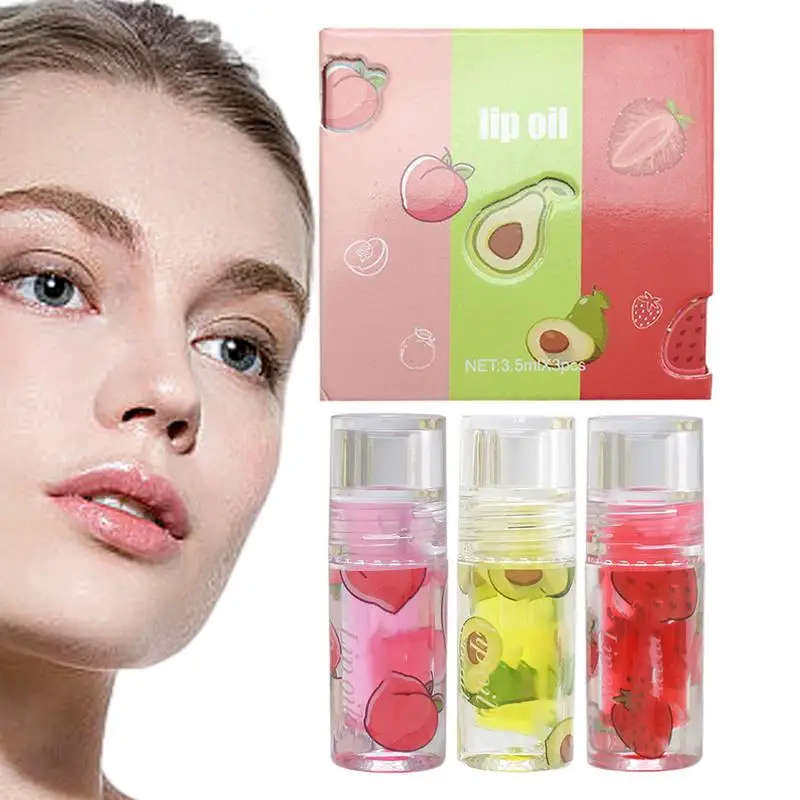 

Lip Glow Oil 3pcs Moisturizing Transparent Lip Plumper Lip Care Oil Hydrating Long Lasting Non Greasy Nourishing Lip Gloss