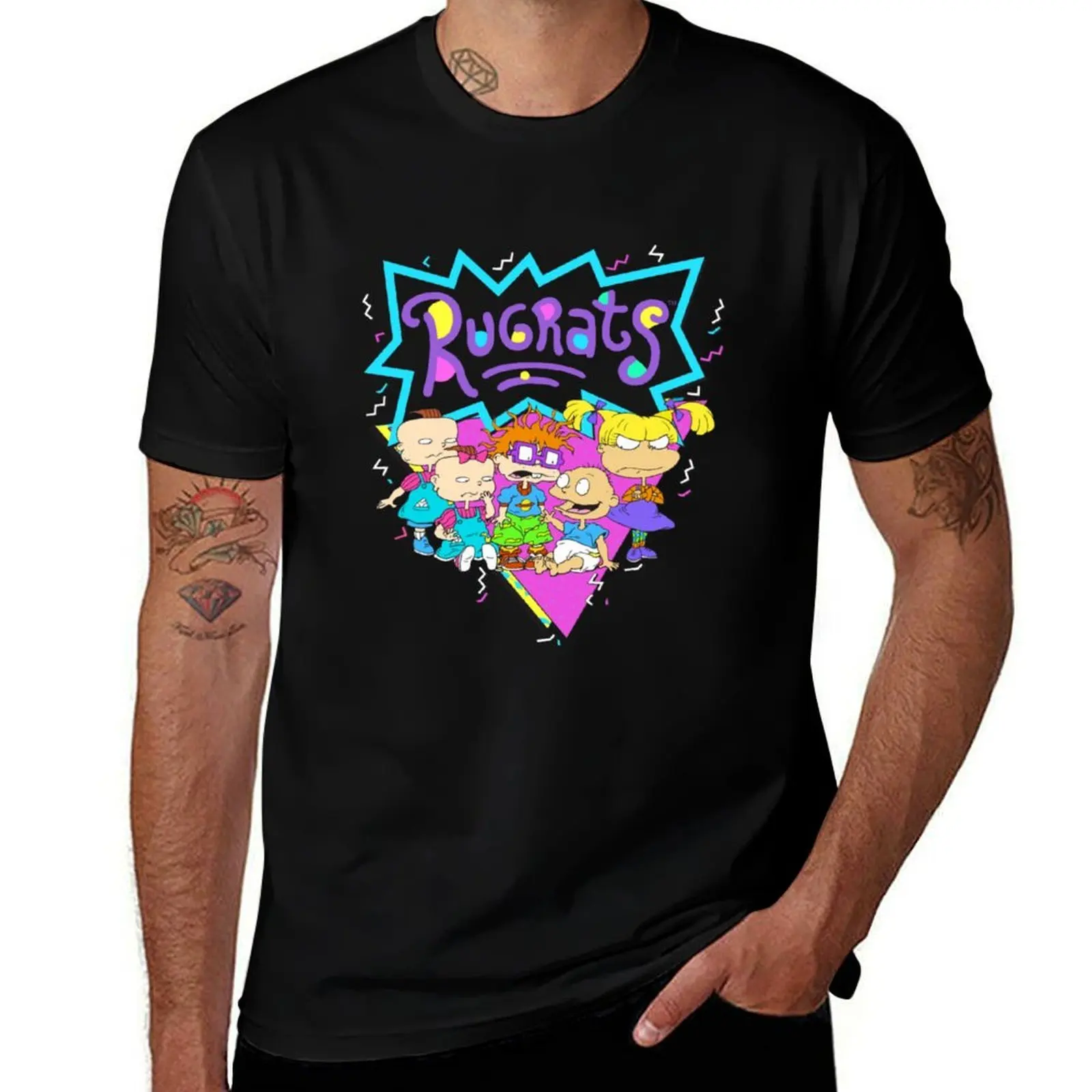 Фото Футболка Rugrats Baby Group Bright Retro Logo, легкая повседневная летняя футболка №1