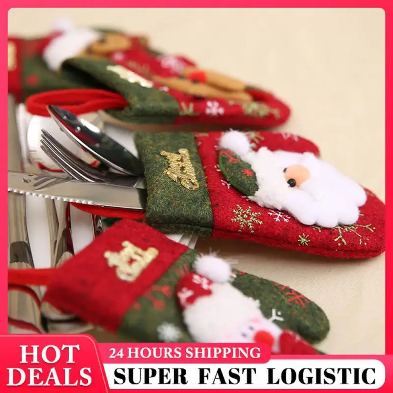 

New Christmas Tableware Cover Restaurant Table Decoration Knife And Fork Cover Gift Bag Christmas Gloves Gift Holders
