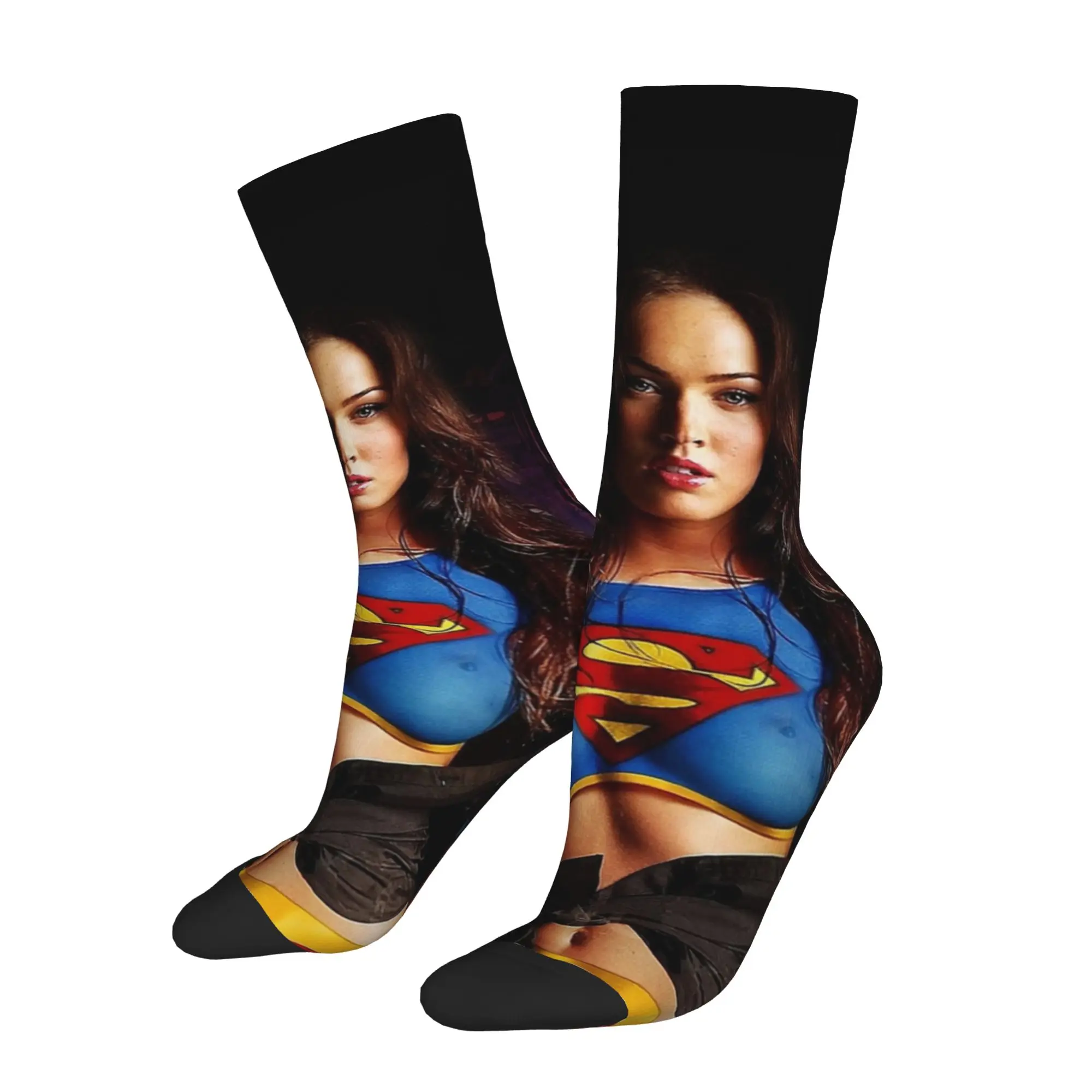 Фото Забавные мужские носки Happy Funny, повседневные носки Megan Fox Super-girls, полиэстеровые спортивные женские носки в стиле аниме, весна-лето-осень-зима №1