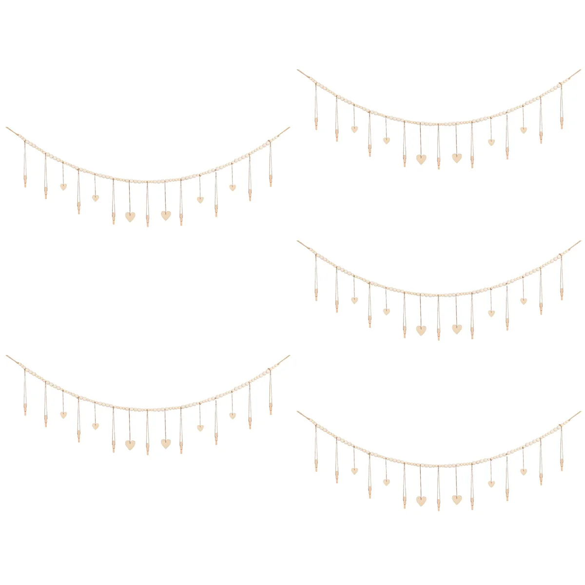 

5 Sets Photo Beads Hanger Tassel Garland Garland Wood Bead Ornament Picture Tassel Photo Clip Storage Bohemian Photo Display