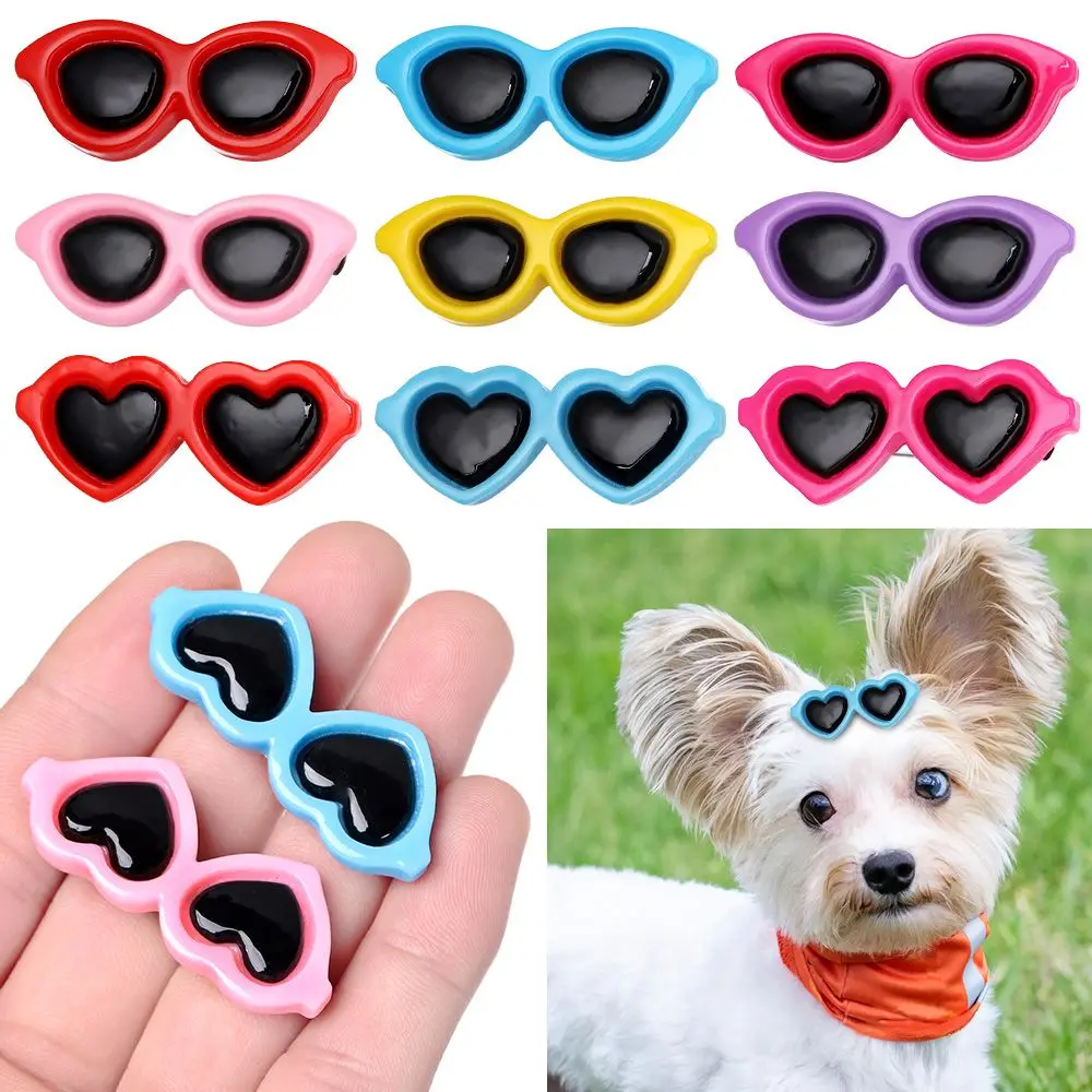 

Lovely Dog Cat Hair Clips Heart Shape Sunglasses Hairpins Puppy Bows Pet Hair Barrette Pet Supplies Grooming Accessories