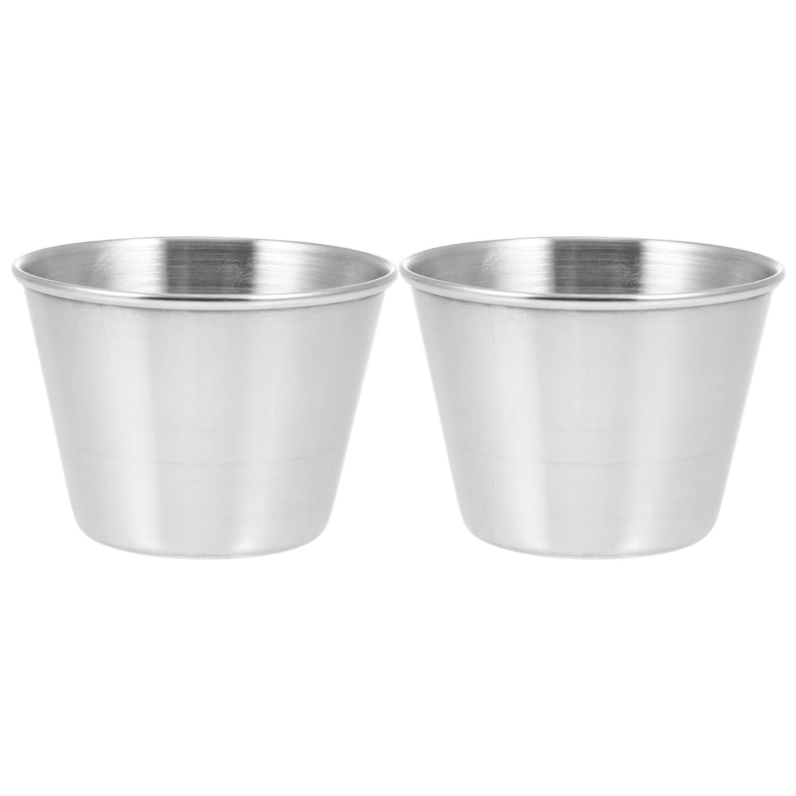 

2 Pcs Sauce Holder Measuring Cups Metal Dipping Cup Restaurant Metal Dipping Bowls Soy Sauce Trays Salad Dressing Containers
