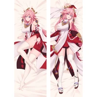 anime game genshin impact yae kamiko dakimakura hugging body cosplay bedding hd pillow cover otaku diy custom decor pillowcase