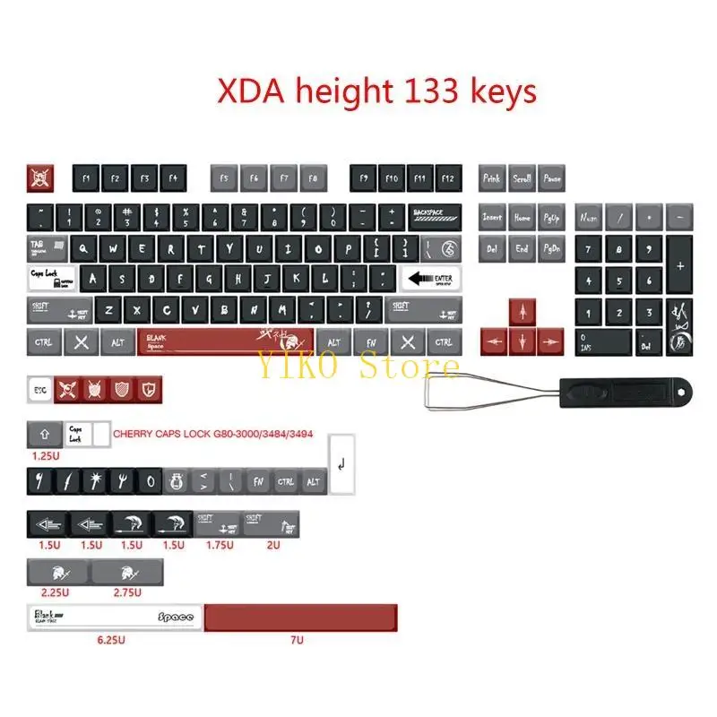 Фото K32C 133 клавиши PBT колпачки для клавиш XDA Profile DYE SUB персонализированный черный для темы Марса колпачок для Cherry MX №5