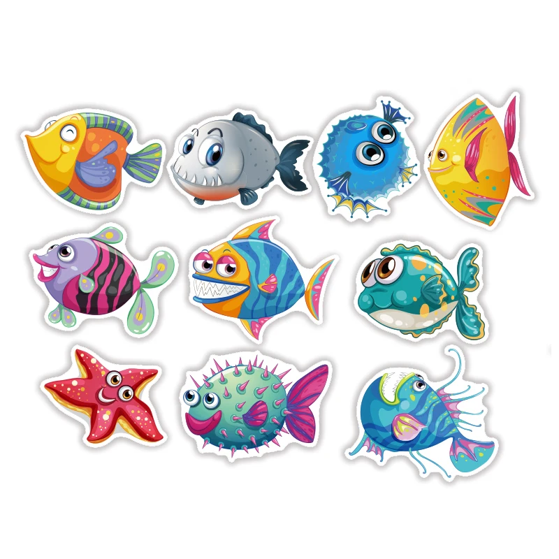 td zw 40 pcslot cute cartoon sea fishes stickers for car laptop skateboard pad bicycle ps4 phone luggage decal toy sticker free global shipping