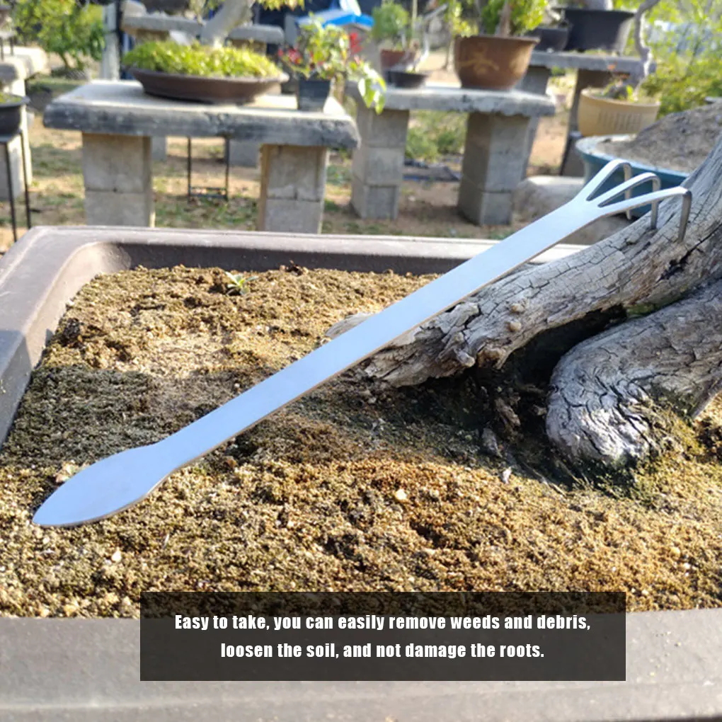 

Грабли из нержавеющей стали, садовые зубцы, ручная посадка, грабли, портативный двойной головки, миниатюрный садовый инструмент