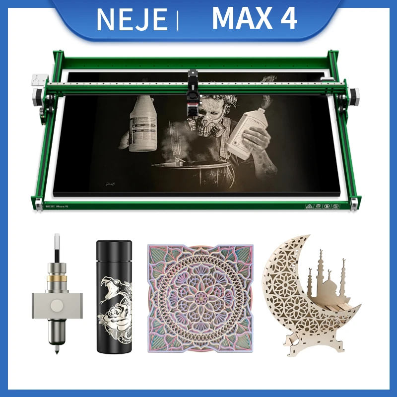 2023 NEJE 4 Max Engraving Cutting Machine 4-Axis Industrial Laser Engarver Cutter High-Efficiency Pulse Energy For Superb Image