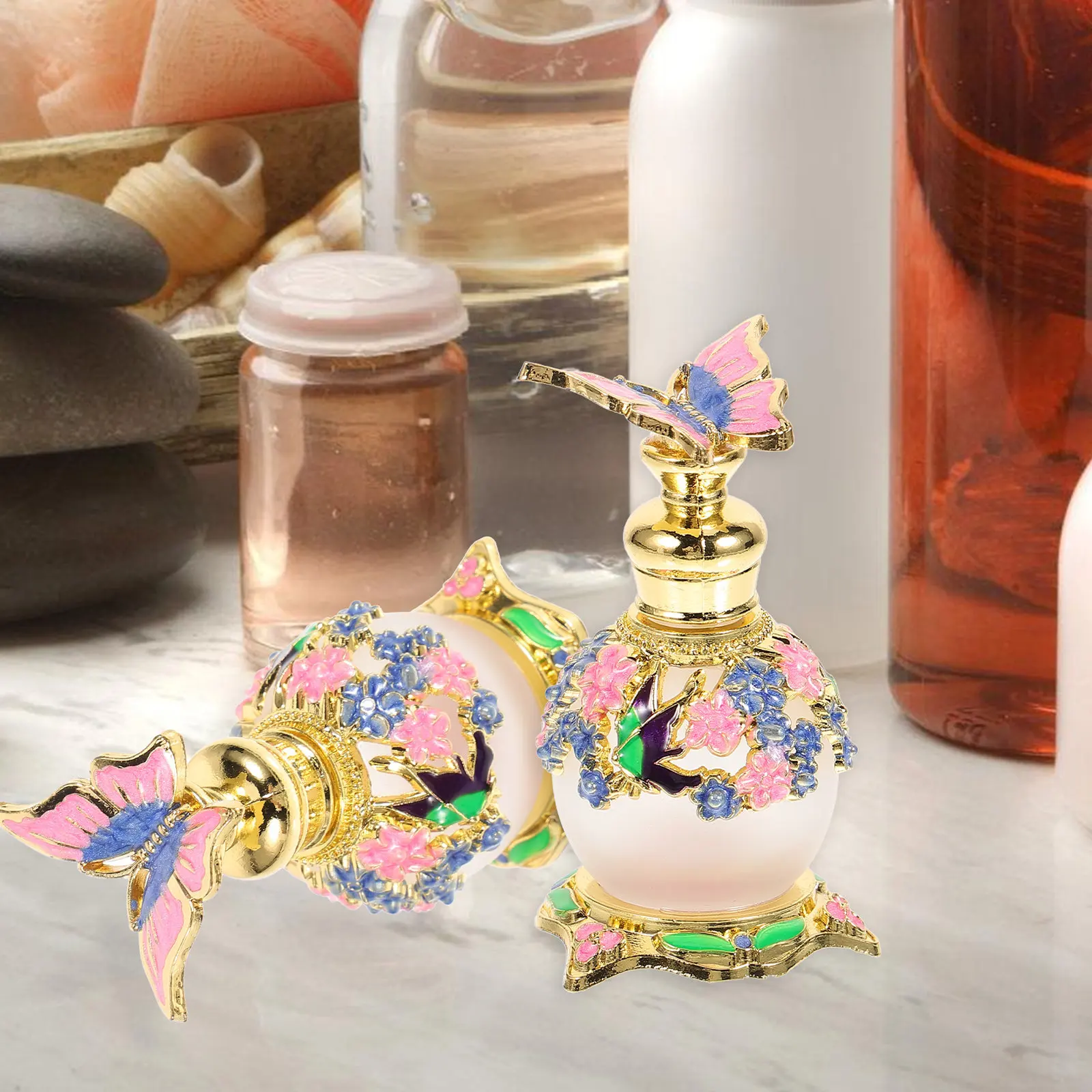 Фото Пустые стеклянные флаконы для духов, декоративные мини-бутылочки для многоразового использования, для жидких эфирных масел №2